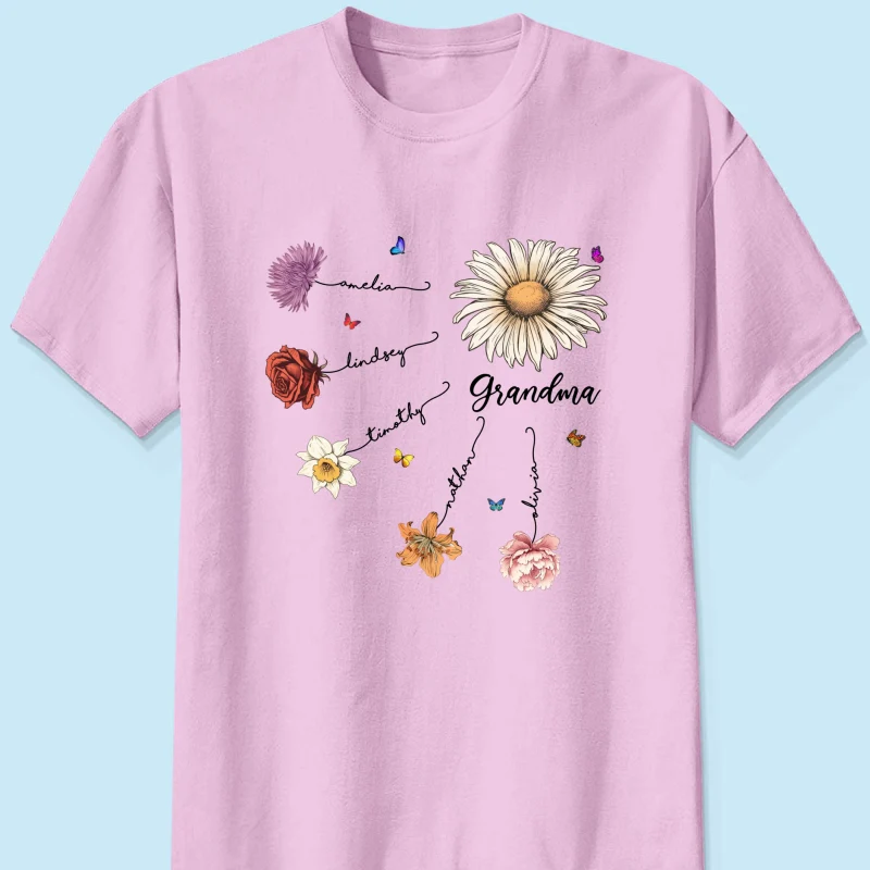 Grandma Mom Birth Flowers Personalized Shirt, Gift for Moms, for Grandmas - Image 11