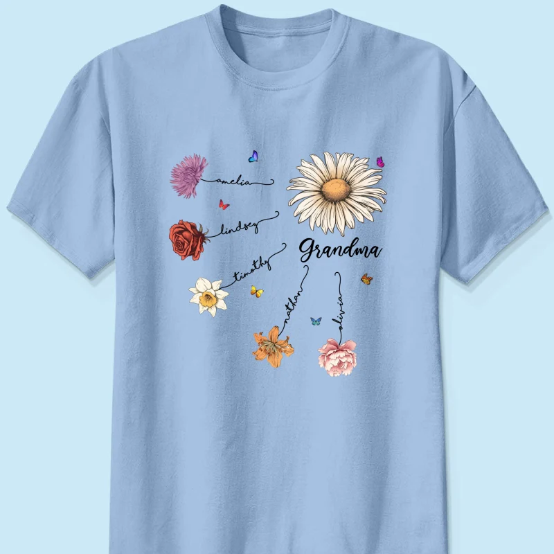 Grandma Mom Birth Flowers Personalized Shirt, Gift for Moms, for Grandmas - Image 12