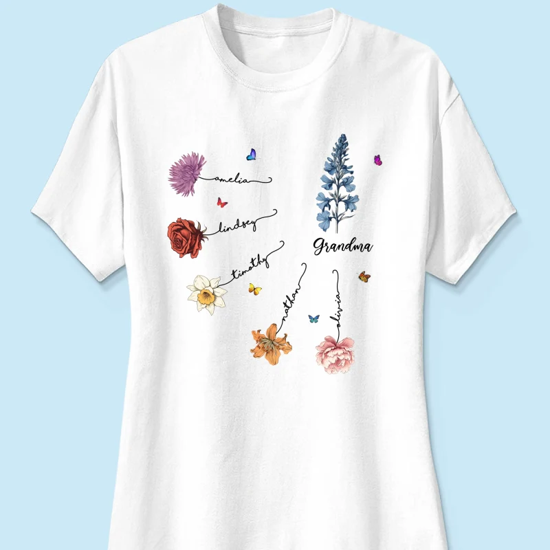 Grandma Mom Birth Flowers Personalized Shirt, Gift for Moms, for Grandmas - Image 13