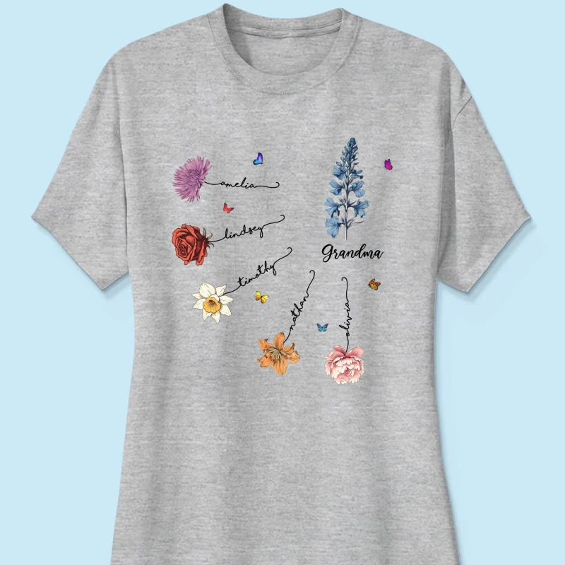 Grandma Mom Birth Flowers Personalized Shirt, Gift for Moms, for Grandmas - Image 14