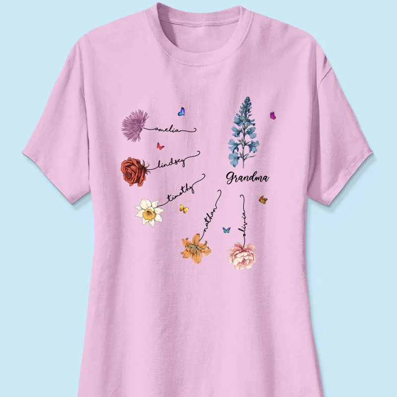 Grandma Mom Birth Flowers Personalized Shirt, Gift for Moms, for Grandmas - Image 15
