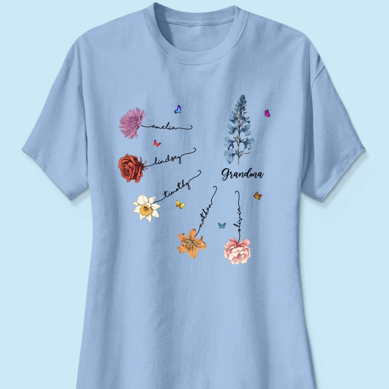 Grandma Mom Birth Flowers Personalized Shirt, Gift for Moms, for Grandmas - Image 16