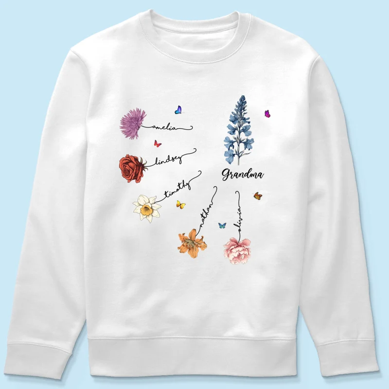 Grandma Mom Birth Flowers Personalized Shirt, Gift for Moms, for Grandmas - Image 21