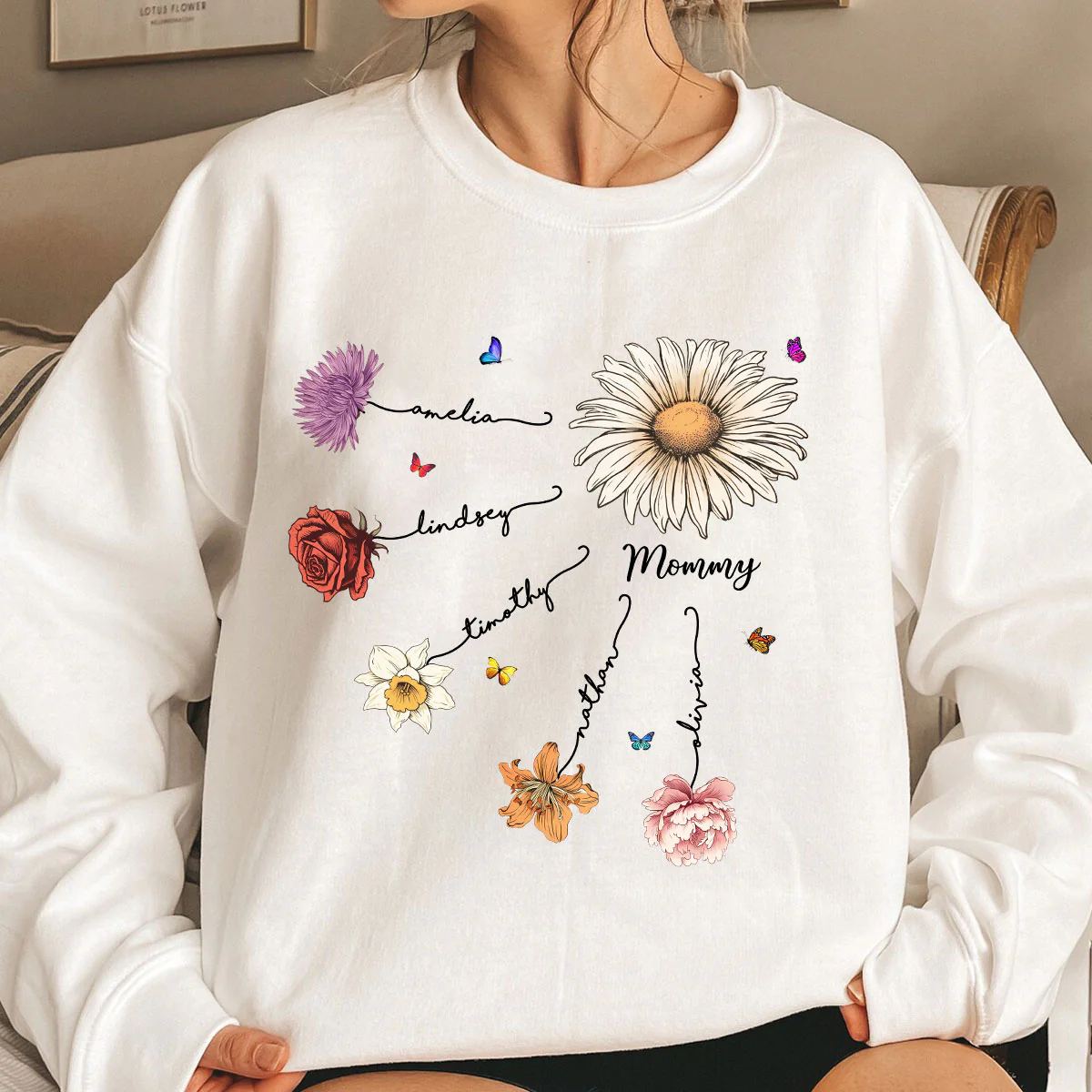 Grandma Mom Birth Flowers Personalized Shirt, Gift for Moms, for Grandmas - Image 3