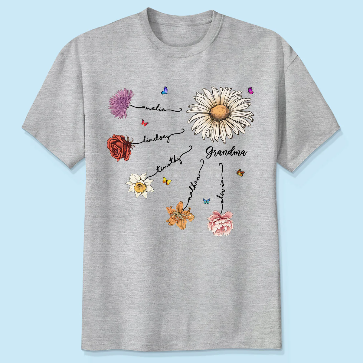 Grandma Mom Birth Flowers Personalized Shirt, Gift for Moms, for Grandmas - Image 4