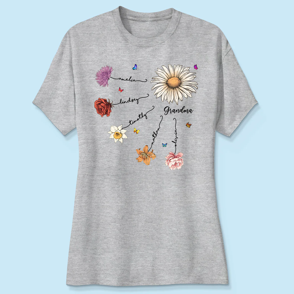 Grandma Mom Birth Flowers Personalized Shirt, Gift for Moms, for Grandmas - Image 6