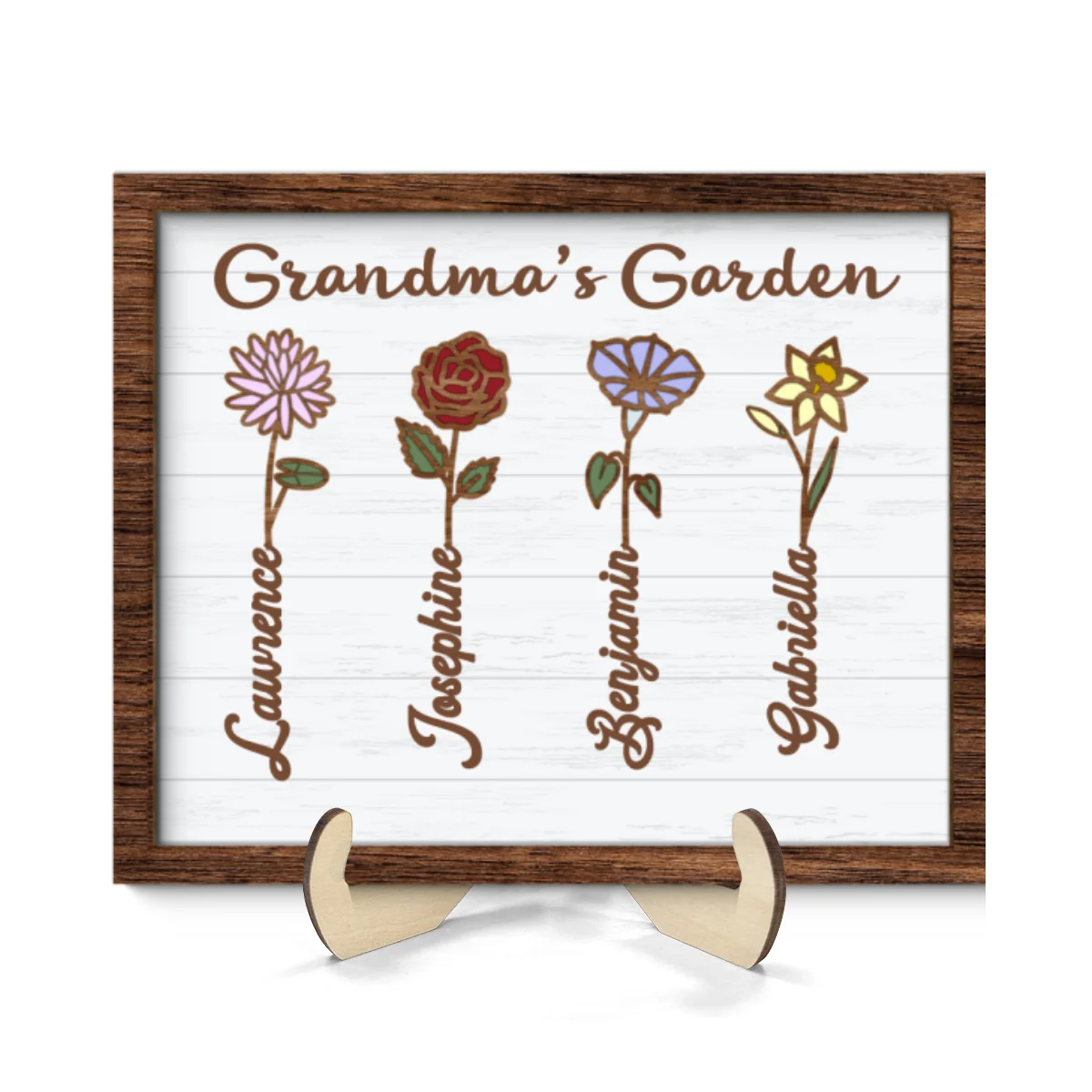 Grandma Mom Birth Month Flowers Love Grows Here Personalized 2-layer Wooden Plaque - Image 8