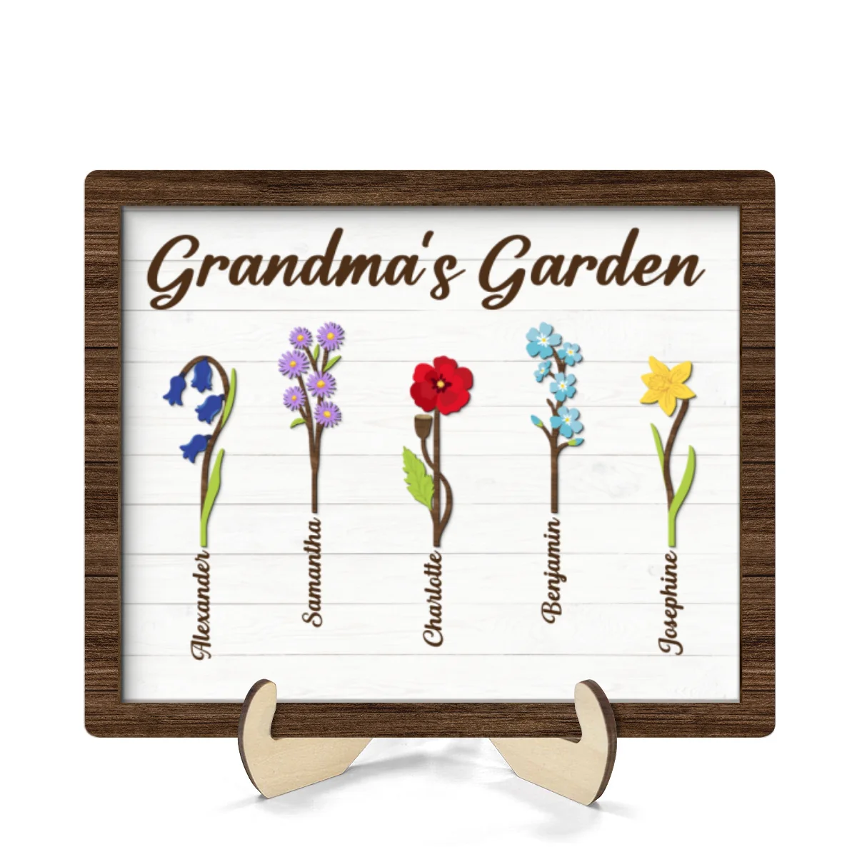 Grandma Mom Birth Month Flowers Simple Personalized 2-layer Wooden Plaque - Image 8
