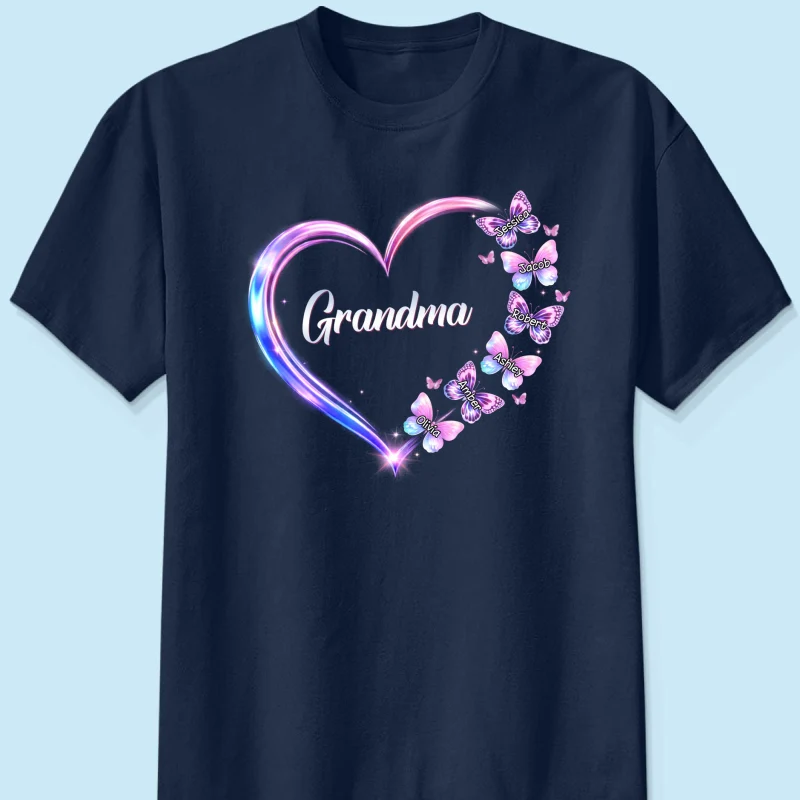 Grandma Mom Butterfly Heart with Kids' Names - Personalized Shirt - Sentimental Gift for Grandma, Mom - Image 13