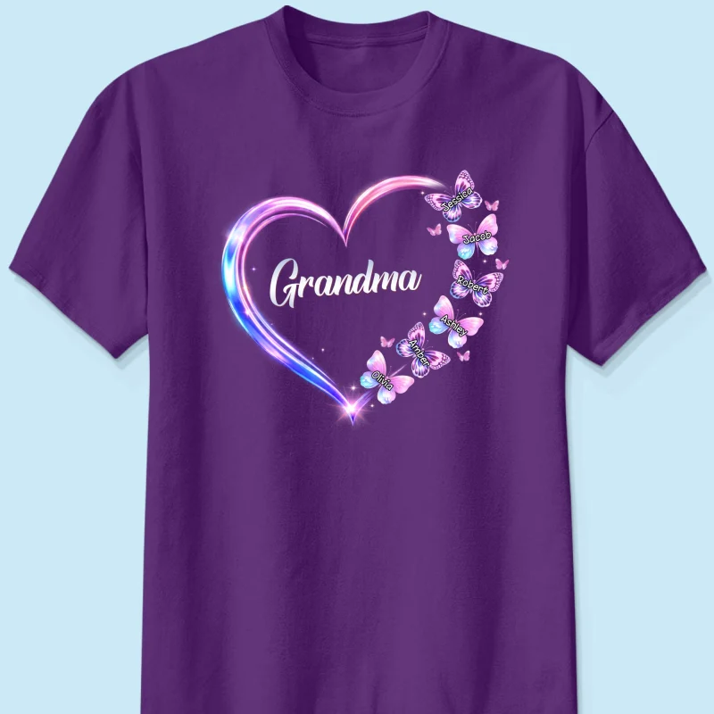 Grandma Mom Butterfly Heart with Kids' Names - Personalized Shirt - Sentimental Gift for Grandma, Mom - Image 15