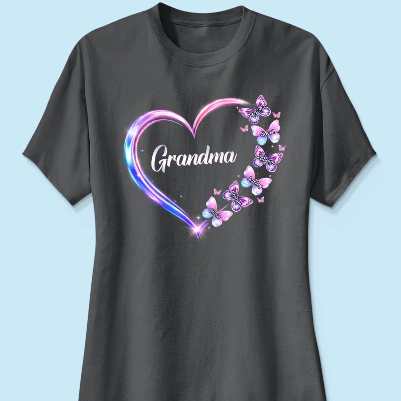 Grandma Mom Butterfly Heart with Kids' Names - Personalized Shirt - Sentimental Gift for Grandma, Mom - Image 32