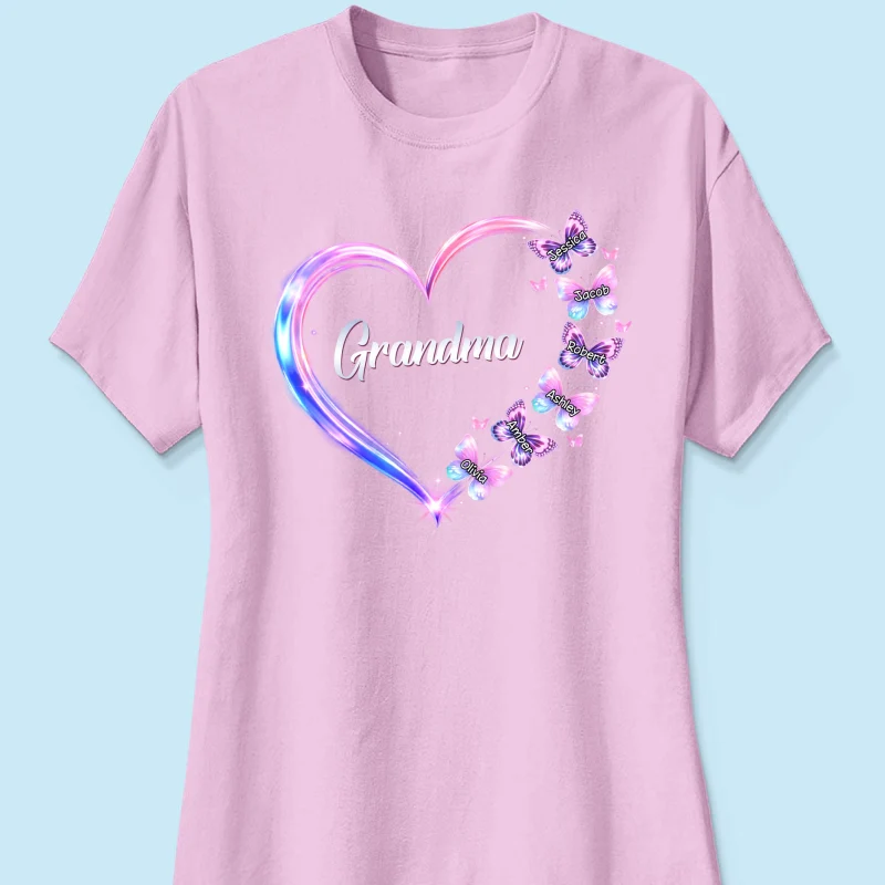 Grandma Mom Butterfly Heart with Kids' Names - Personalized Shirt - Sentimental Gift for Grandma, Mom - Image 40