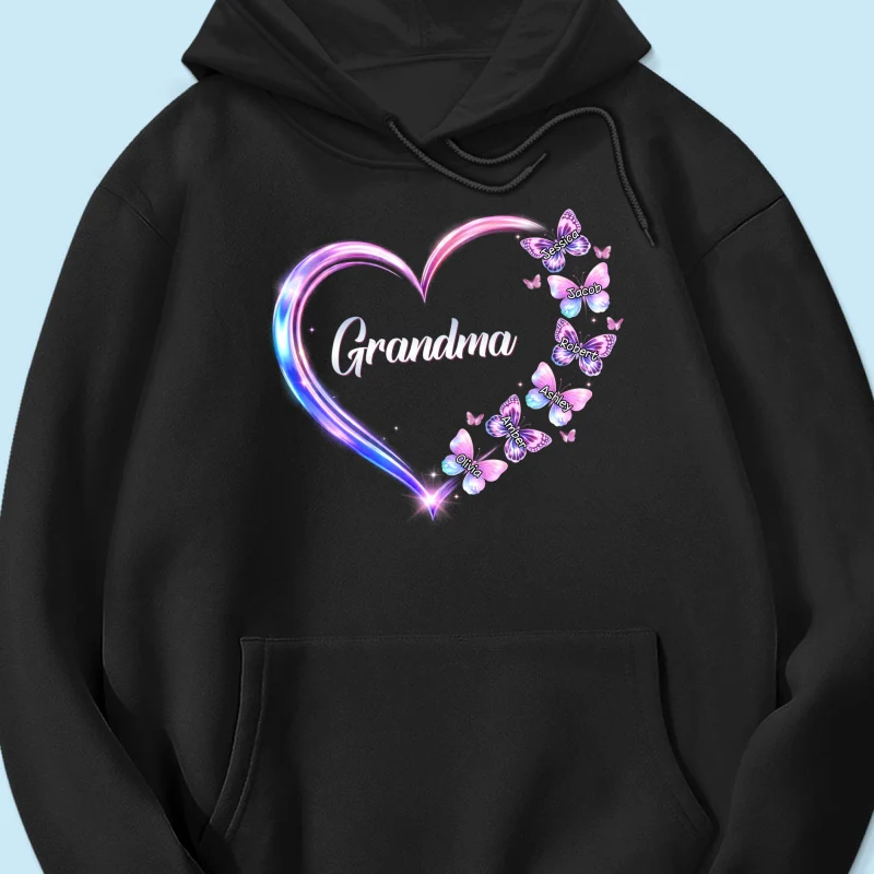 Grandma Mom Butterfly Heart with Kids' Names - Personalized Shirt - Sentimental Gift for Grandma, Mom - Image 44