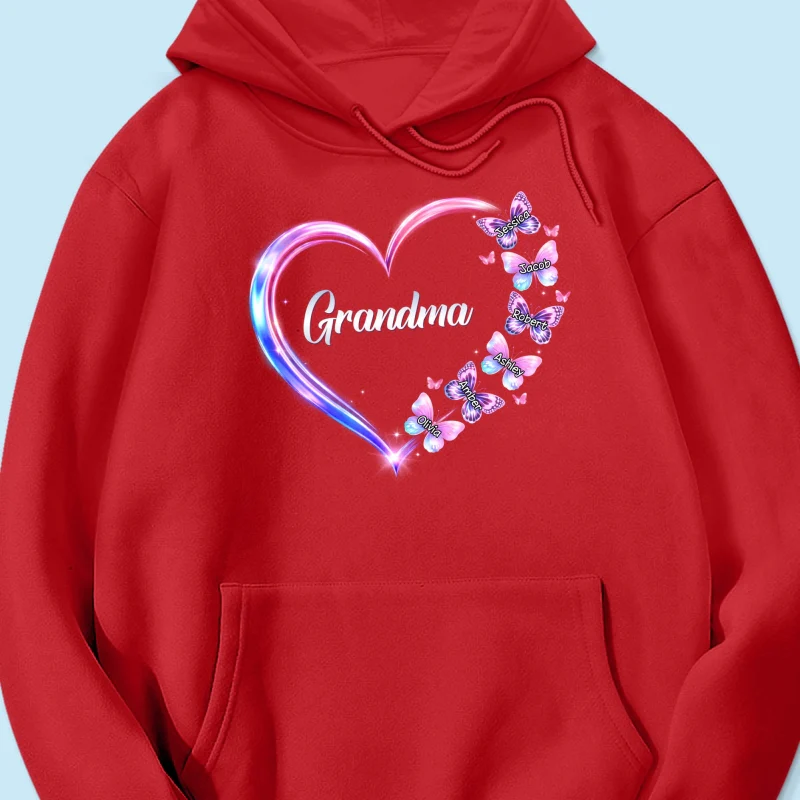 Grandma Mom Butterfly Heart with Kids' Names - Personalized Shirt - Sentimental Gift for Grandma, Mom - Image 50