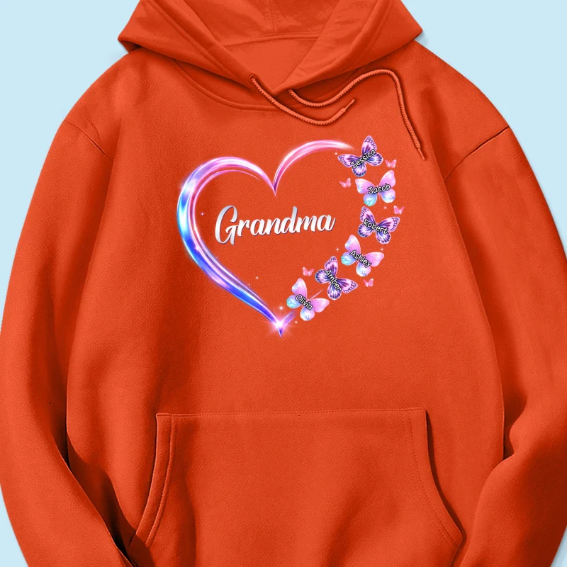 Grandma Mom Butterfly Heart with Kids' Names - Personalized Shirt - Sentimental Gift for Grandma, Mom - Image 51