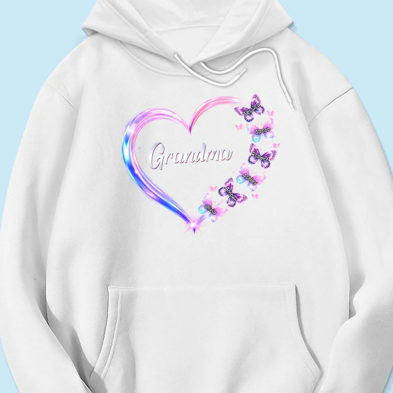 Grandma Mom Butterfly Heart with Kids' Names - Personalized Shirt - Sentimental Gift for Grandma, Mom - Image 52