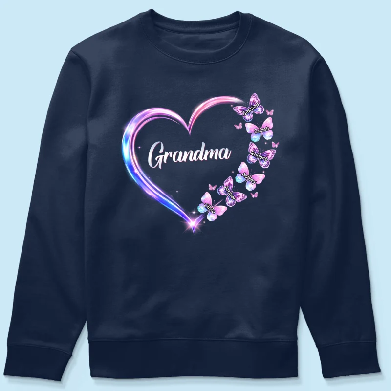 Grandma Mom Butterfly Heart with Kids' Names - Personalized Shirt - Sentimental Gift for Grandma, Mom - Image 61