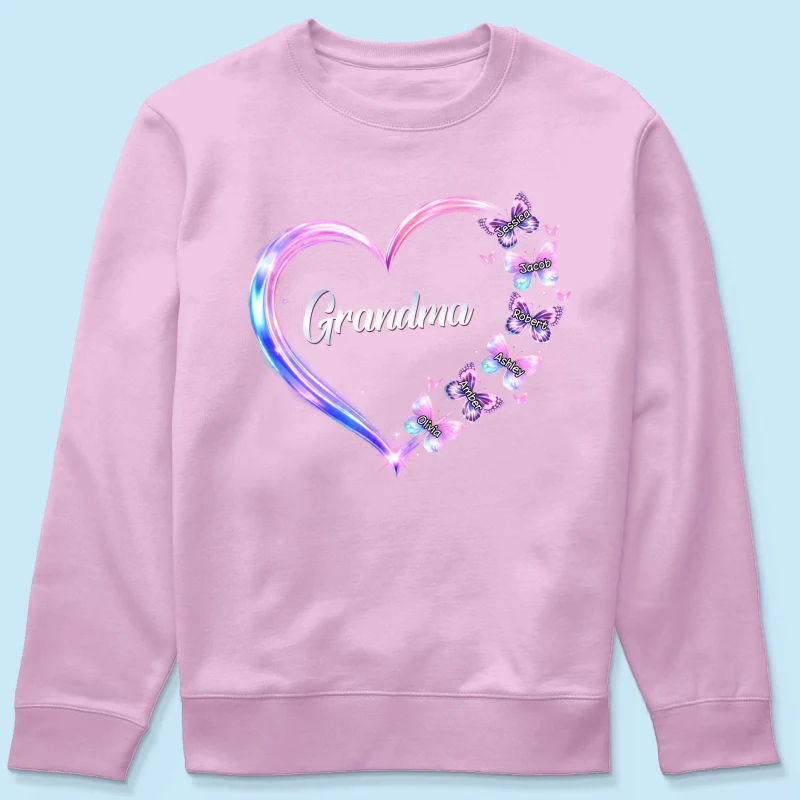 Grandma Mom Butterfly Heart with Kids' Names - Personalized Shirt - Sentimental Gift for Grandma, Mom - Image 69