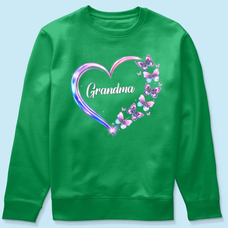 Grandma Mom Butterfly Heart with Kids' Names - Personalized Shirt - Sentimental Gift for Grandma, Mom - Image 71