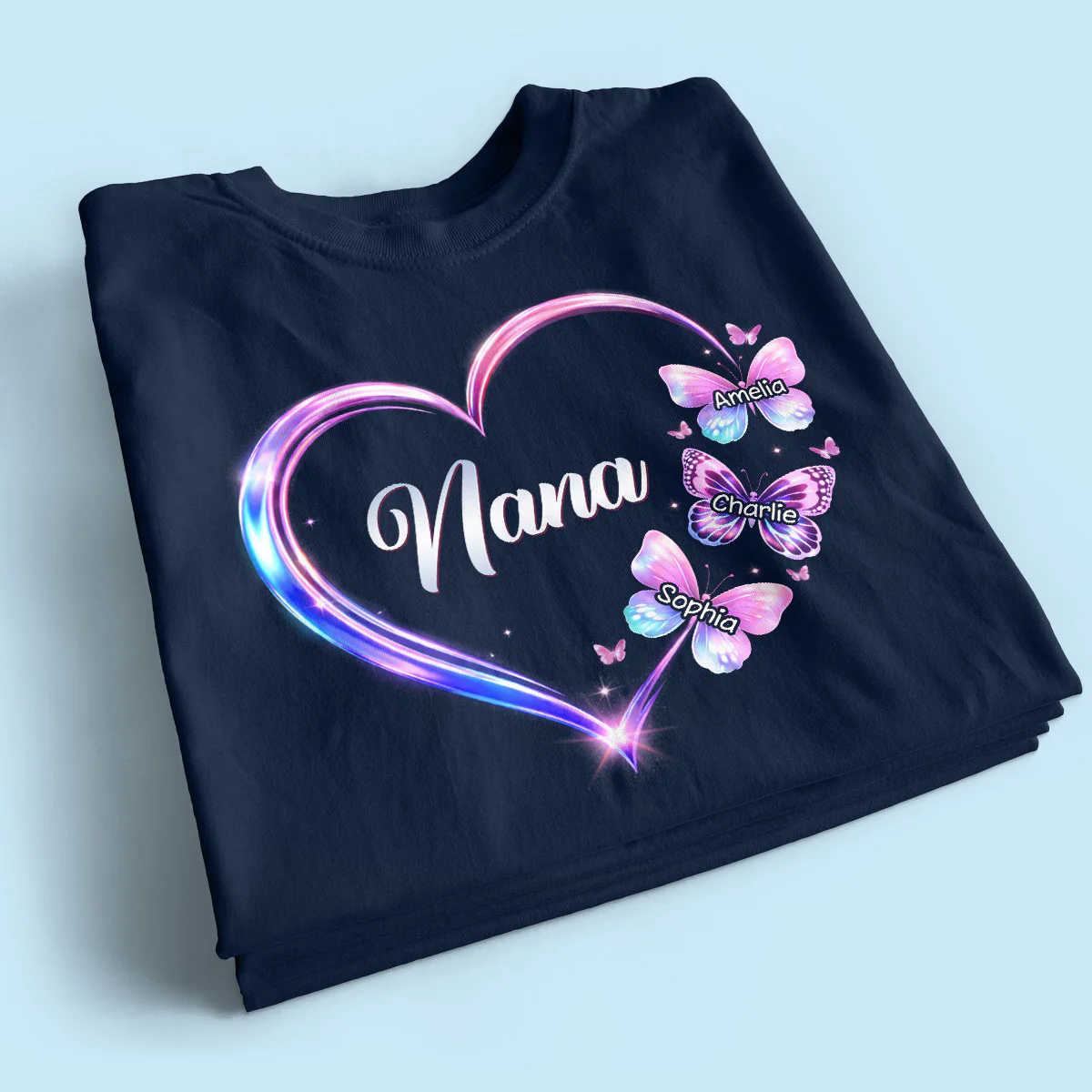 Grandma Mom Butterfly Heart with Kids' Names - Personalized Shirt - Sentimental Gift for Grandma, Mom - Image 8