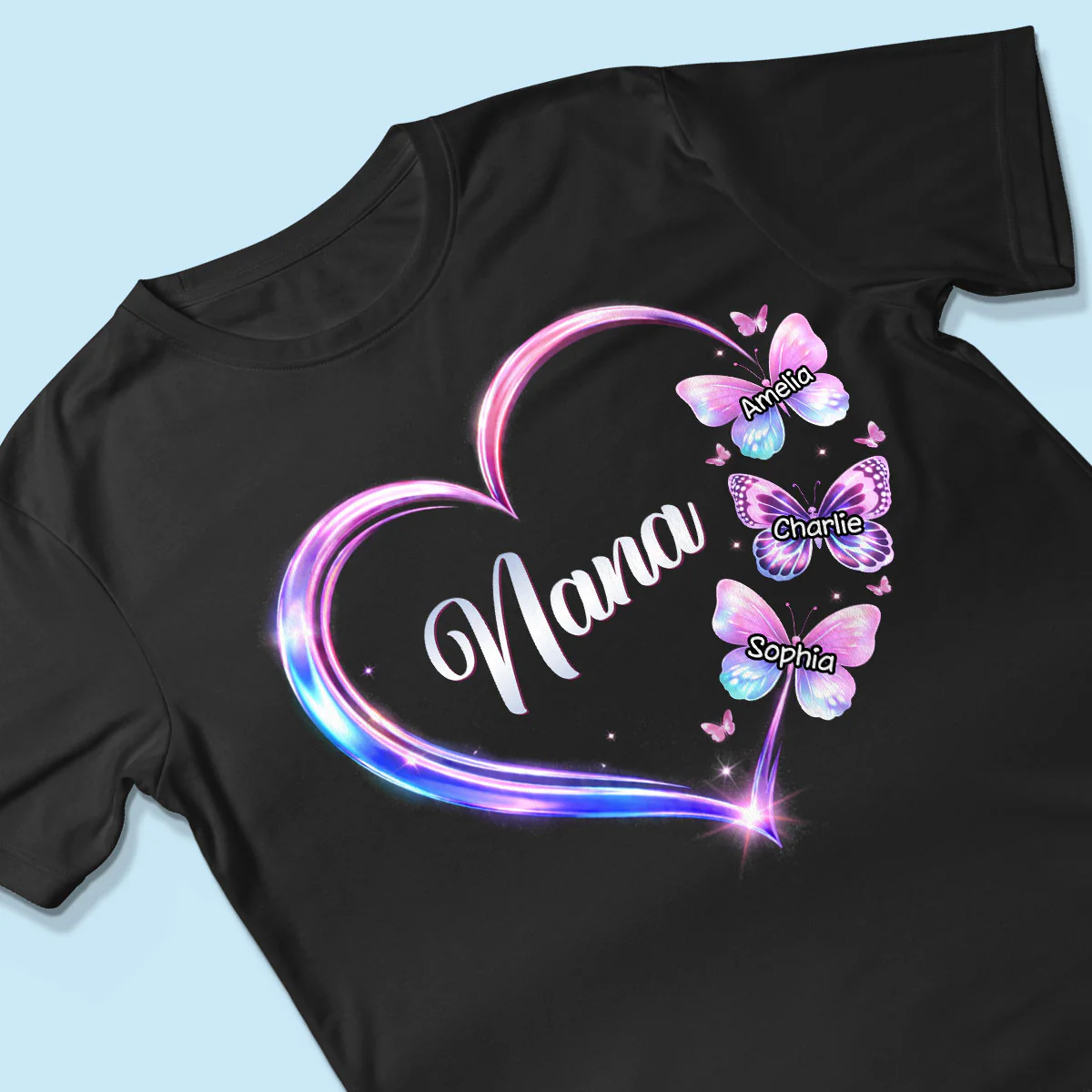 Grandma Mom Butterfly Heart with Kids' Names - Personalized Shirt - Sentimental Gift for Grandma, Mom - Image 9