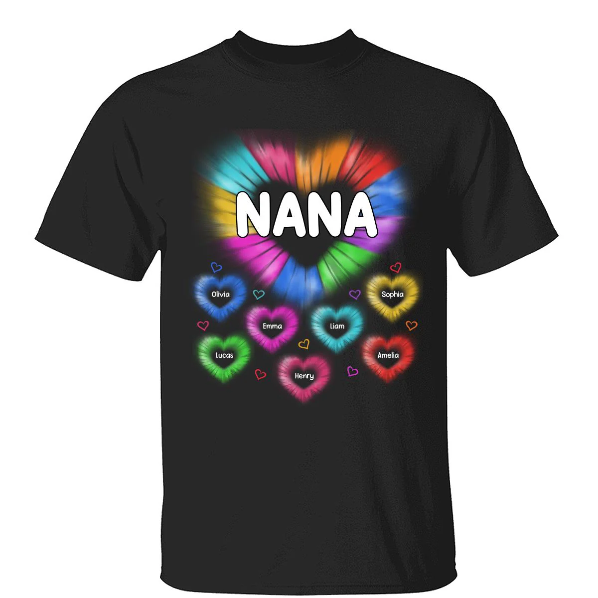 Grandma Mom Colorful Hearts Personalized Shirt