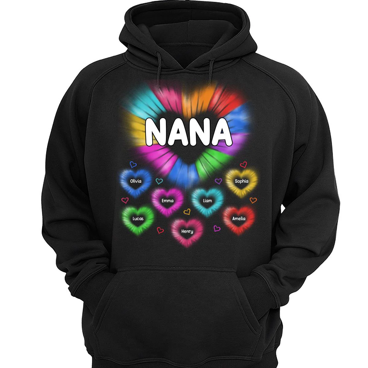 Grandma Mom Colorful Hearts Personalized Shirt - Image 3