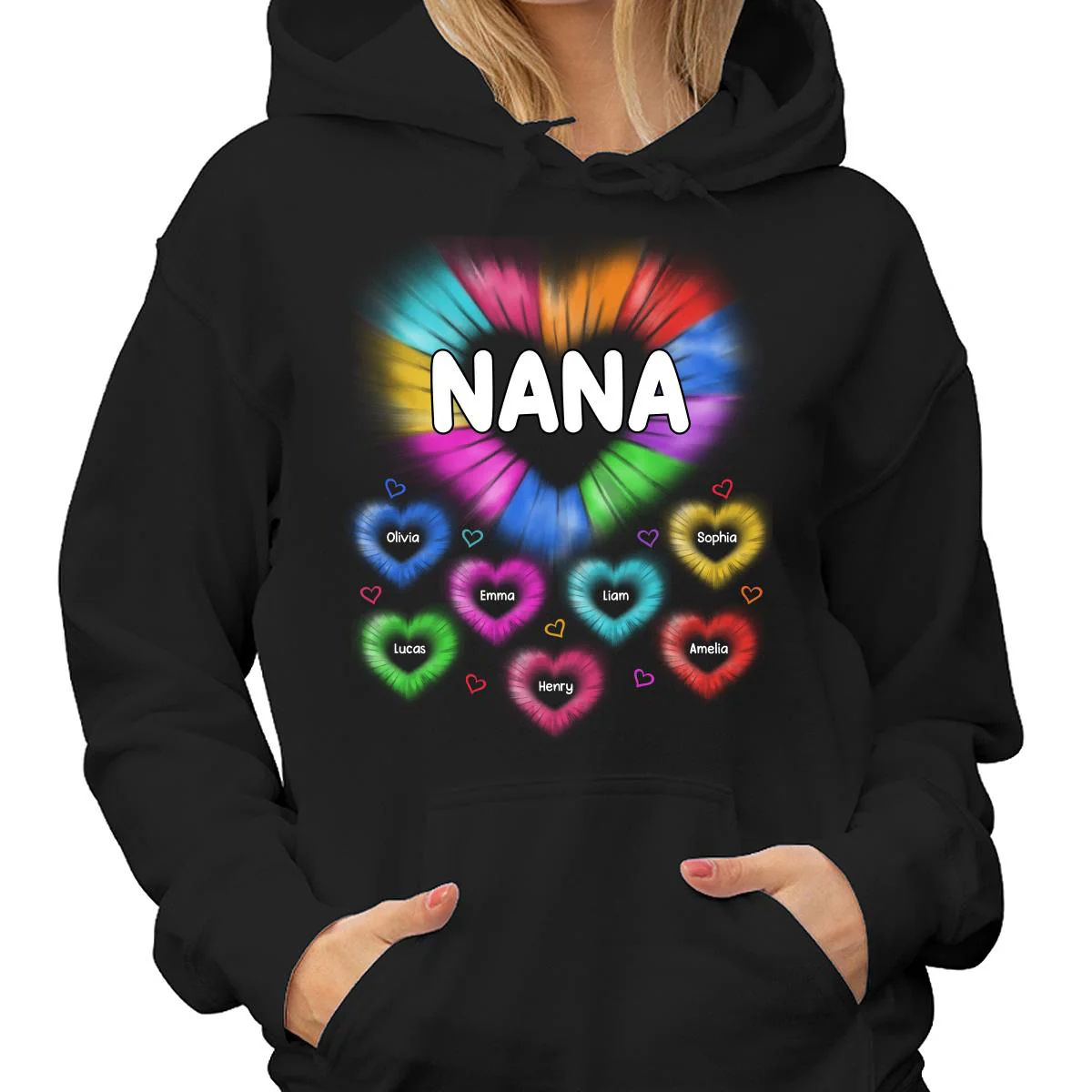 Grandma Mom Colorful Hearts Personalized Shirt - Image 4