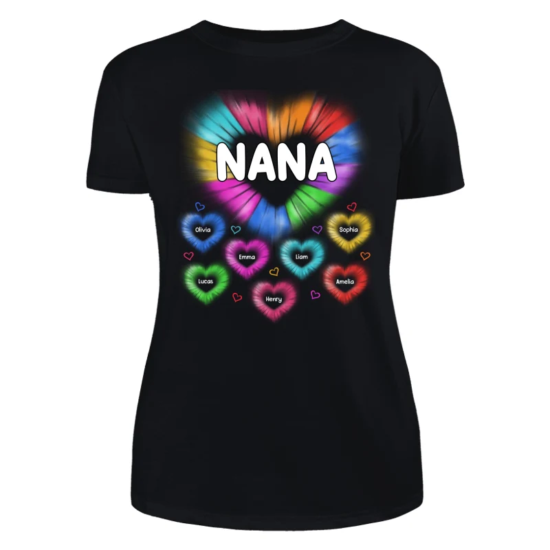 Grandma Mom Colorful Hearts Personalized Shirt - Image 8