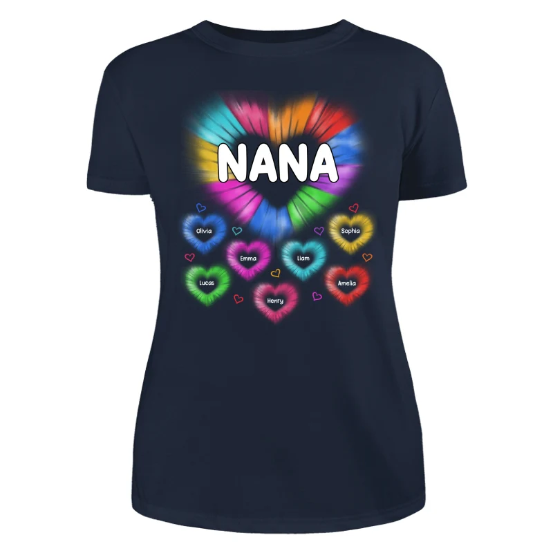 Grandma Mom Colorful Hearts Personalized Shirt - Image 9