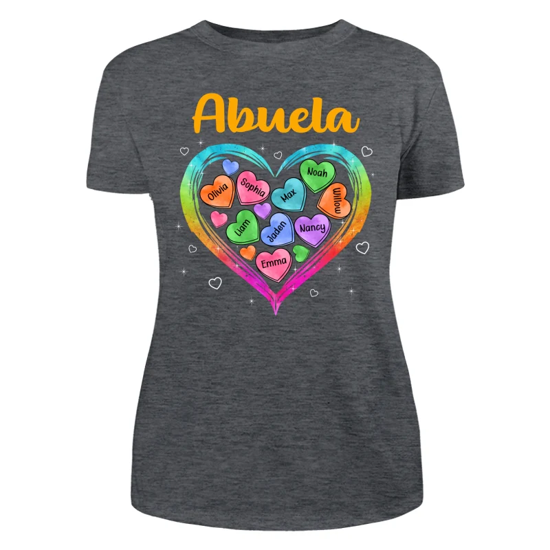 Grandma Mom Colorful Watercolor Hearts In Heart Personalized Shirt - Image 10