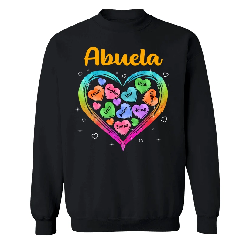 Grandma Mom Colorful Watercolor Hearts In Heart Personalized Shirt - Image 14