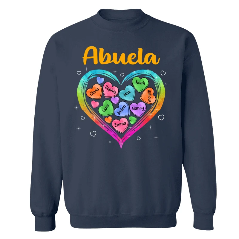 Grandma Mom Colorful Watercolor Hearts In Heart Personalized Shirt - Image 15
