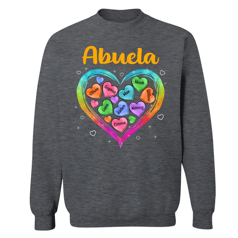 Grandma Mom Colorful Watercolor Hearts In Heart Personalized Shirt - Image 16