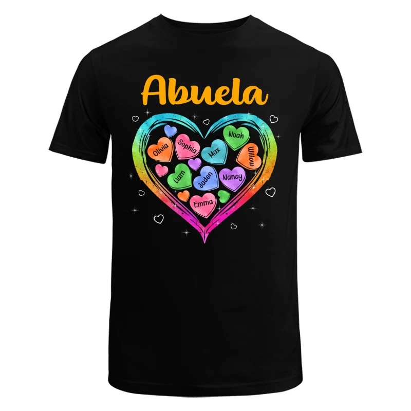 Grandma Mom Colorful Watercolor Hearts In Heart Personalized Shirt - Image 5