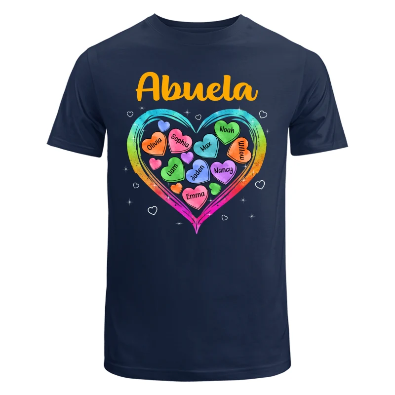 Grandma Mom Colorful Watercolor Hearts In Heart Personalized Shirt - Image 6