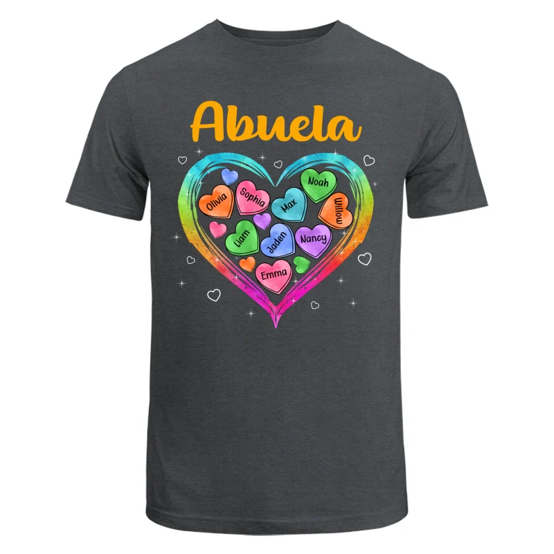 Grandma Mom Colorful Watercolor Hearts In Heart Personalized Shirt - Image 7