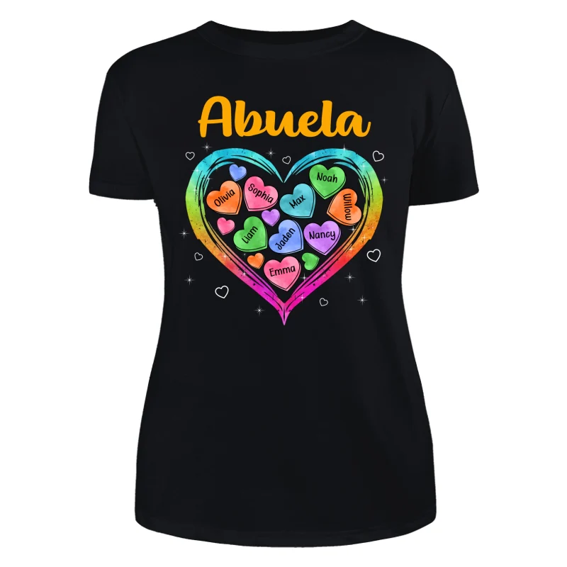 Grandma Mom Colorful Watercolor Hearts In Heart Personalized Shirt - Image 8