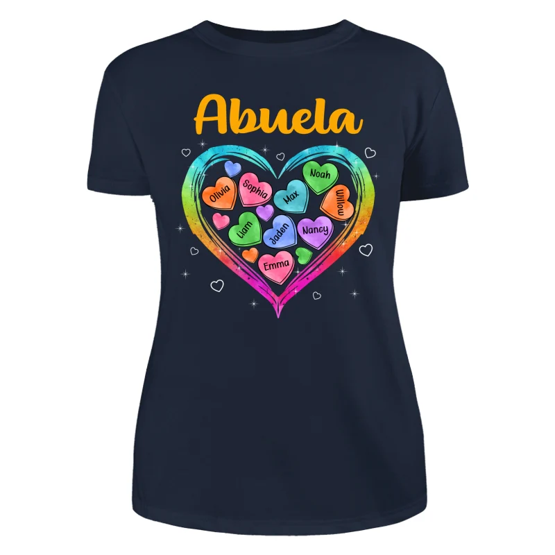 Grandma Mom Colorful Watercolor Hearts In Heart Personalized Shirt - Image 9
