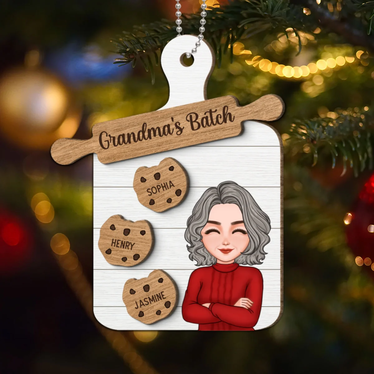 Grandma Mom Cookie Board Christmas Personalized 2-Layer Wooden Ornament - Image 10