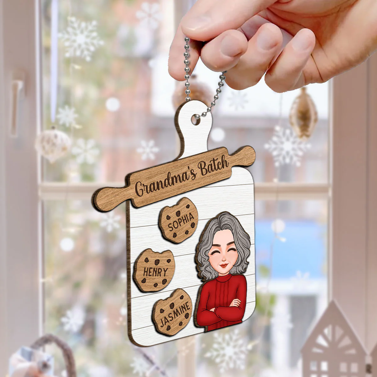 Grandma Mom Cookie Board Christmas Personalized 2-Layer Wooden Ornament - Image 5
