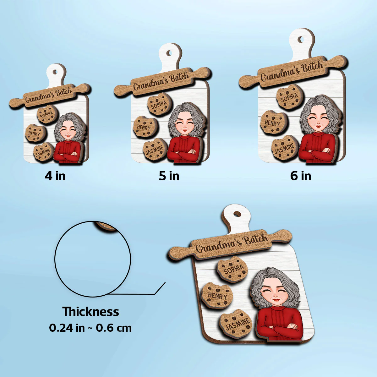 Grandma Mom Cookie Board Christmas Personalized 2-Layer Wooden Ornament - Image 8