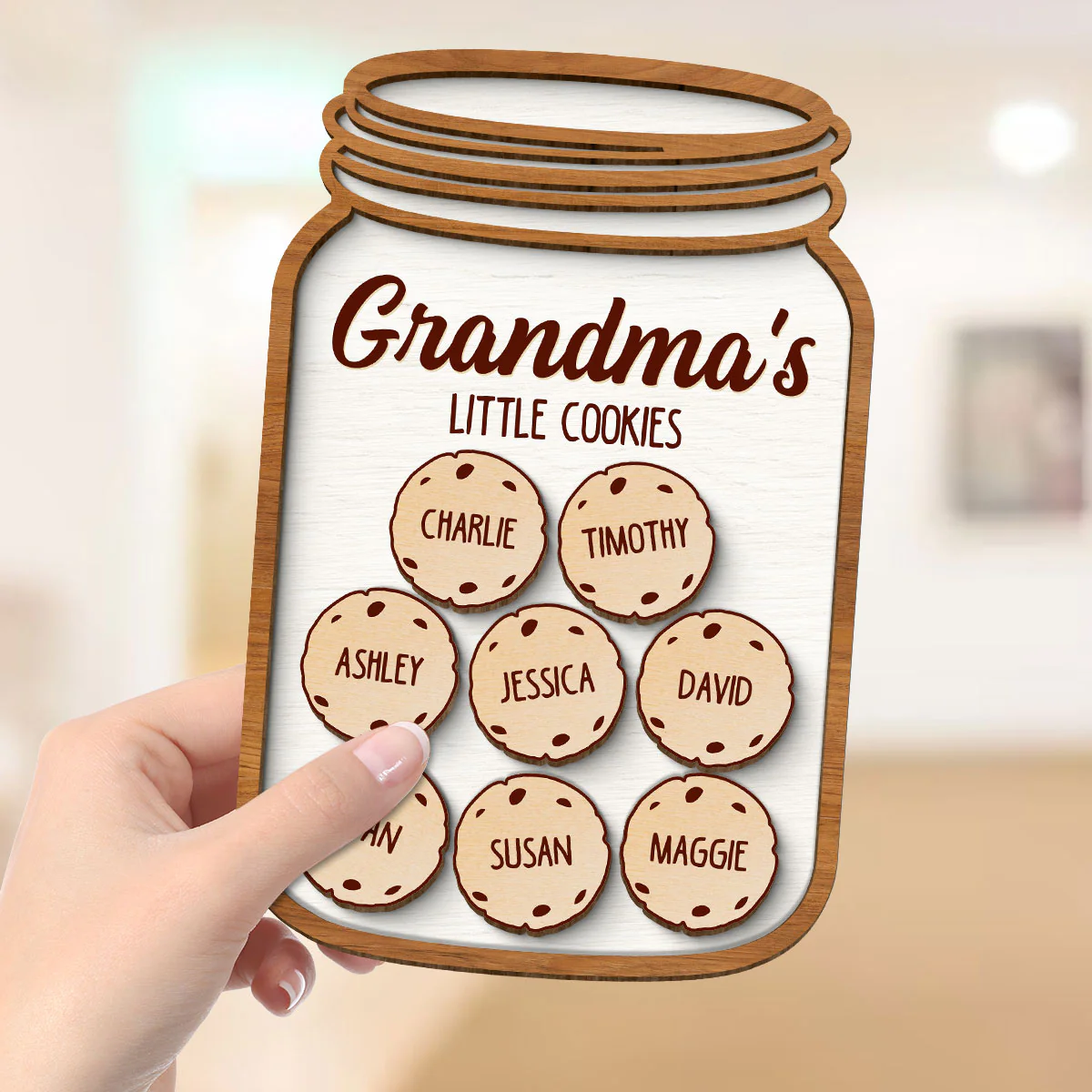 Grandma Mom Cookies Jar Gift Personalized 2-layer Wooden Plaque - Image 4