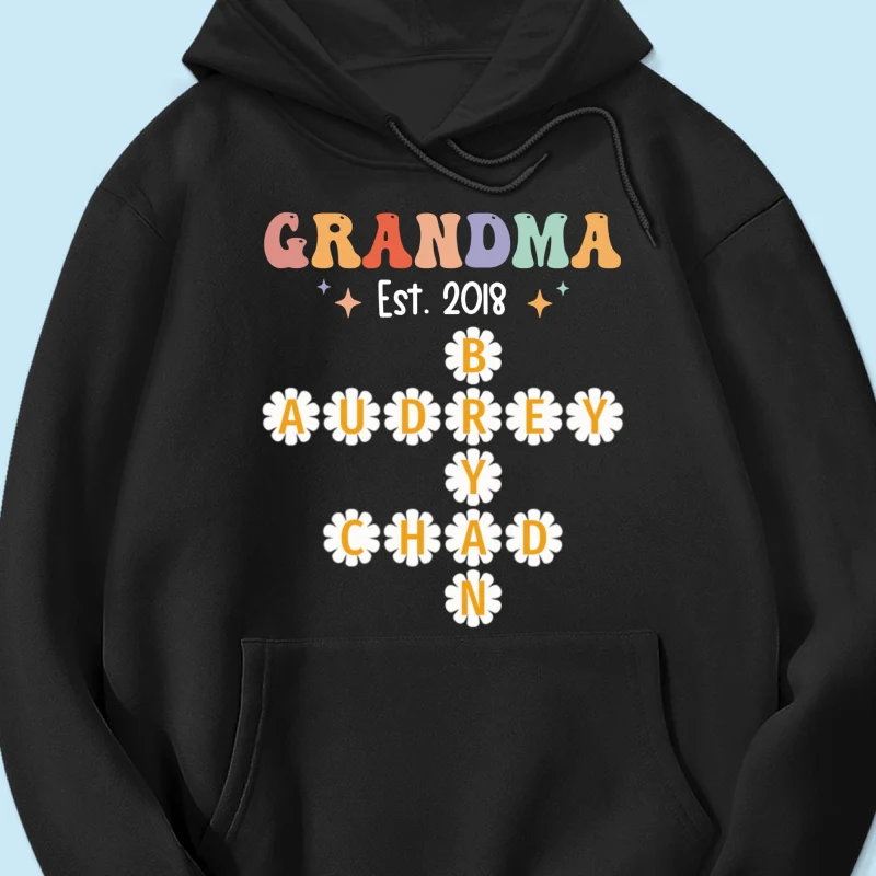 Grandma Mom Daisy Flower Crossword Art Puzzle Personalized Shirt - Image 15