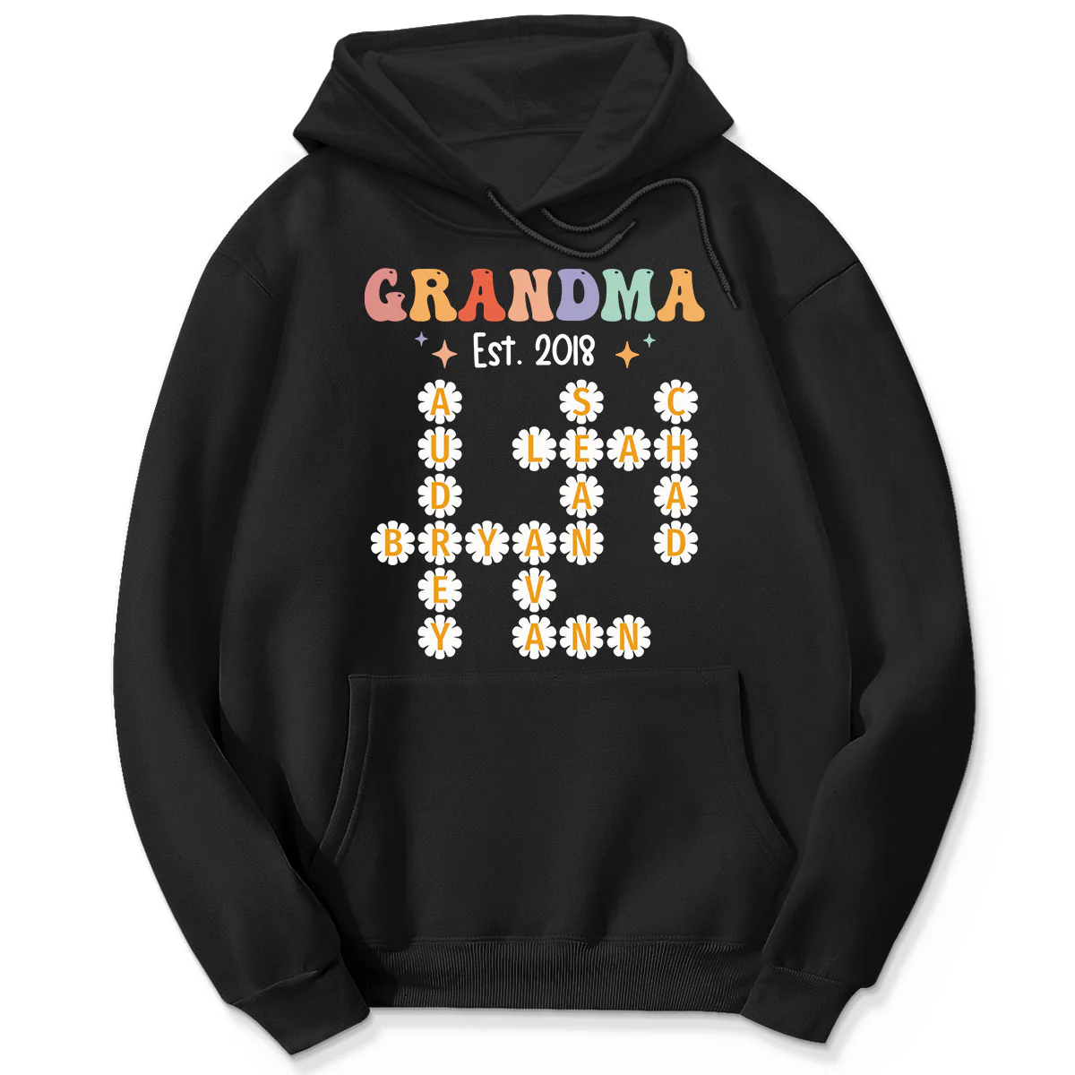Grandma Mom Daisy Flower Crossword Art Puzzle Personalized Shirt - Image 5