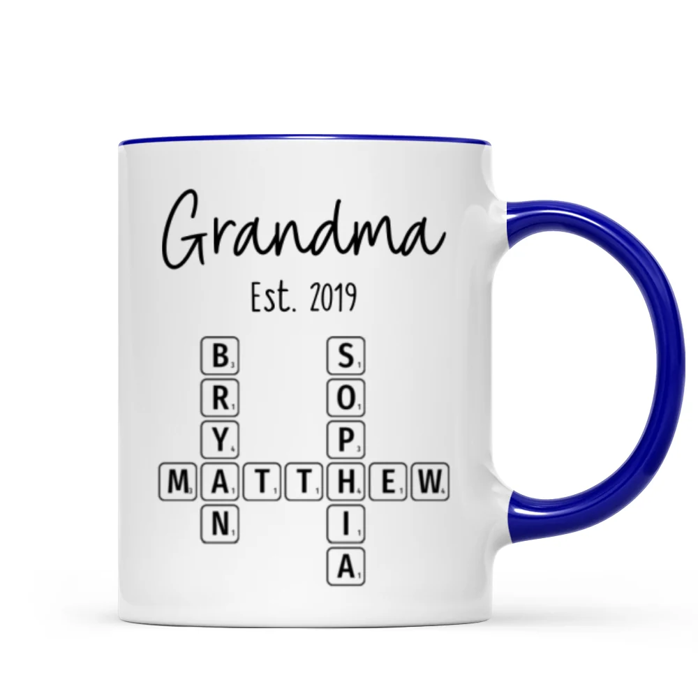 Grandma Mom Est. Crossword Puzzle Art Personalized Mug - Image 10
