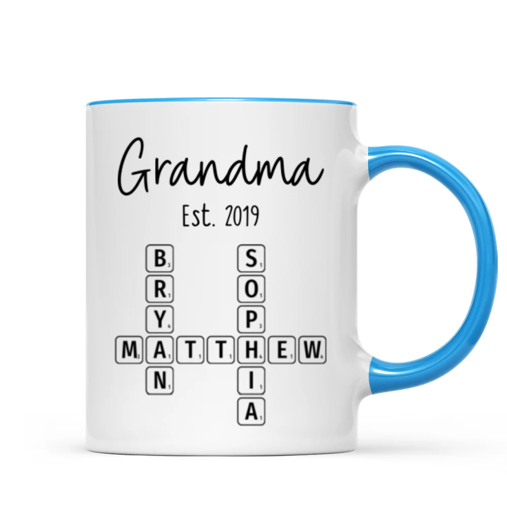 Grandma Mom Est. Crossword Puzzle Art Personalized Mug - Image 12