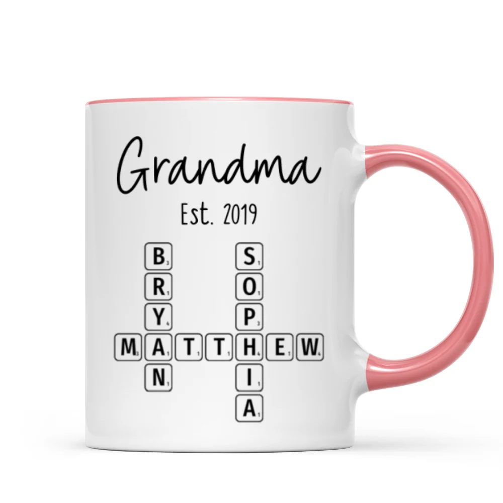 Grandma Mom Est. Crossword Puzzle Art Personalized Mug - Image 13
