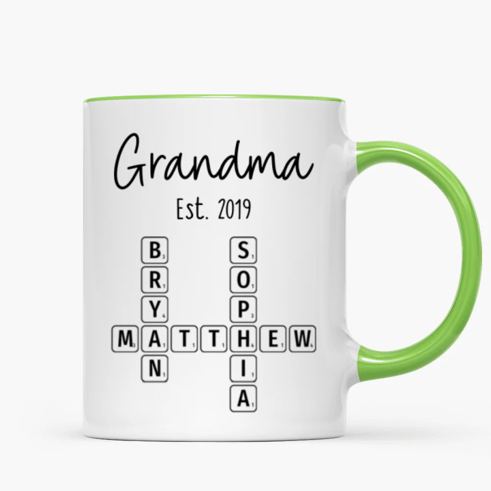Grandma Mom Est. Crossword Puzzle Art Personalized Mug - Image 14