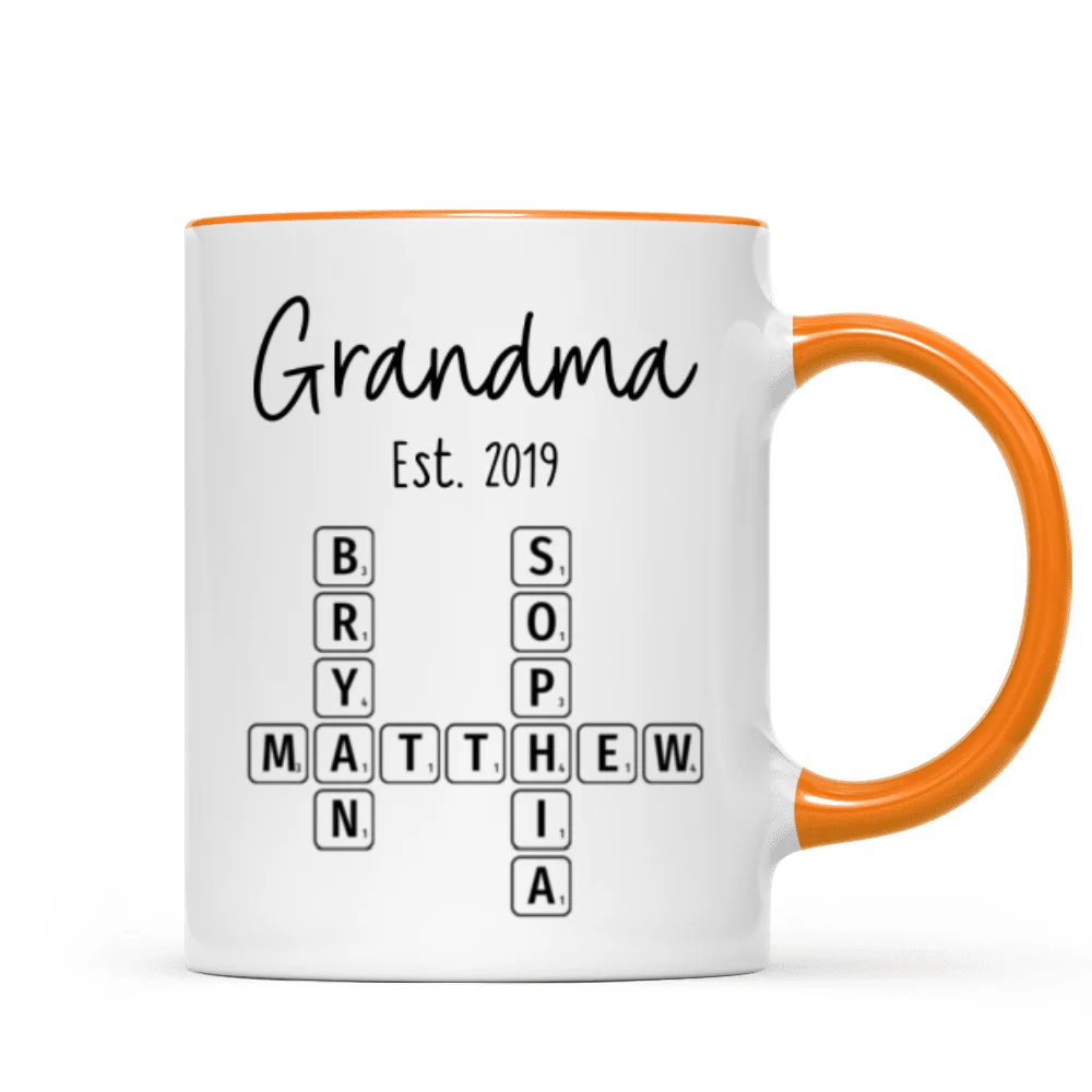 Grandma Mom Est. Crossword Puzzle Art Personalized Mug - Image 15